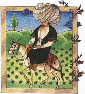 Nasreddin Hodja miniature taken from a XVII th century hand written book