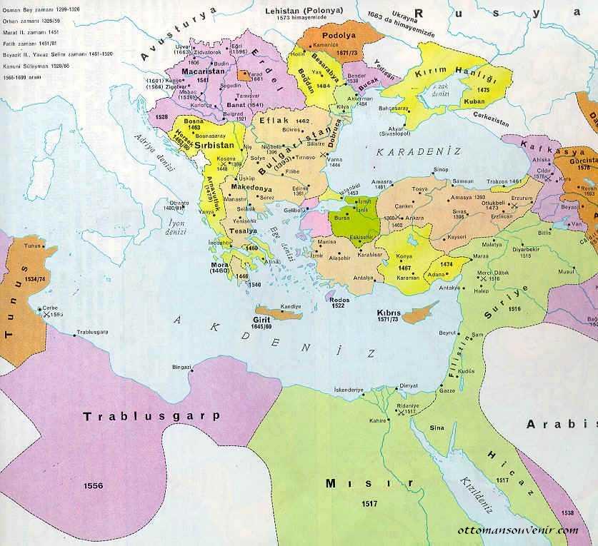 The Map of Ottoman Empire Largest Borders