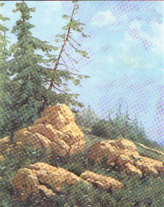 Hodja Ali Rıza,"Rocks", oil on canvas, 32cmx37cm
