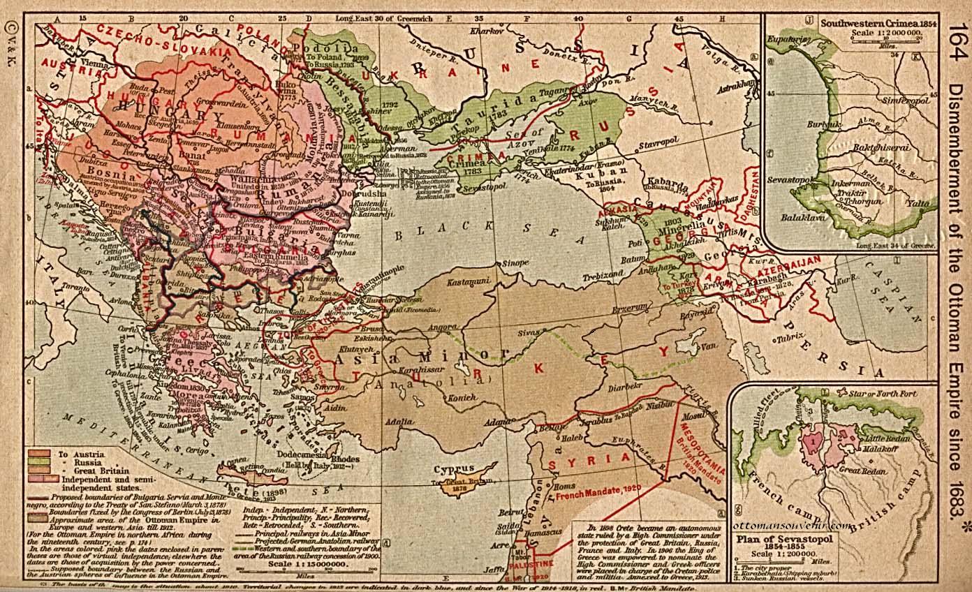 The Map of Ottoman Empire Dismemberment since 1683